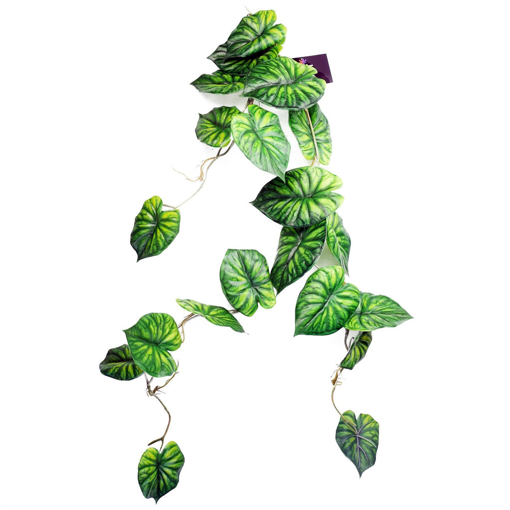 6 x 120cm Artificial Hanging Trailing Plant Alocasia Dragon Scale Green - Premium Quality