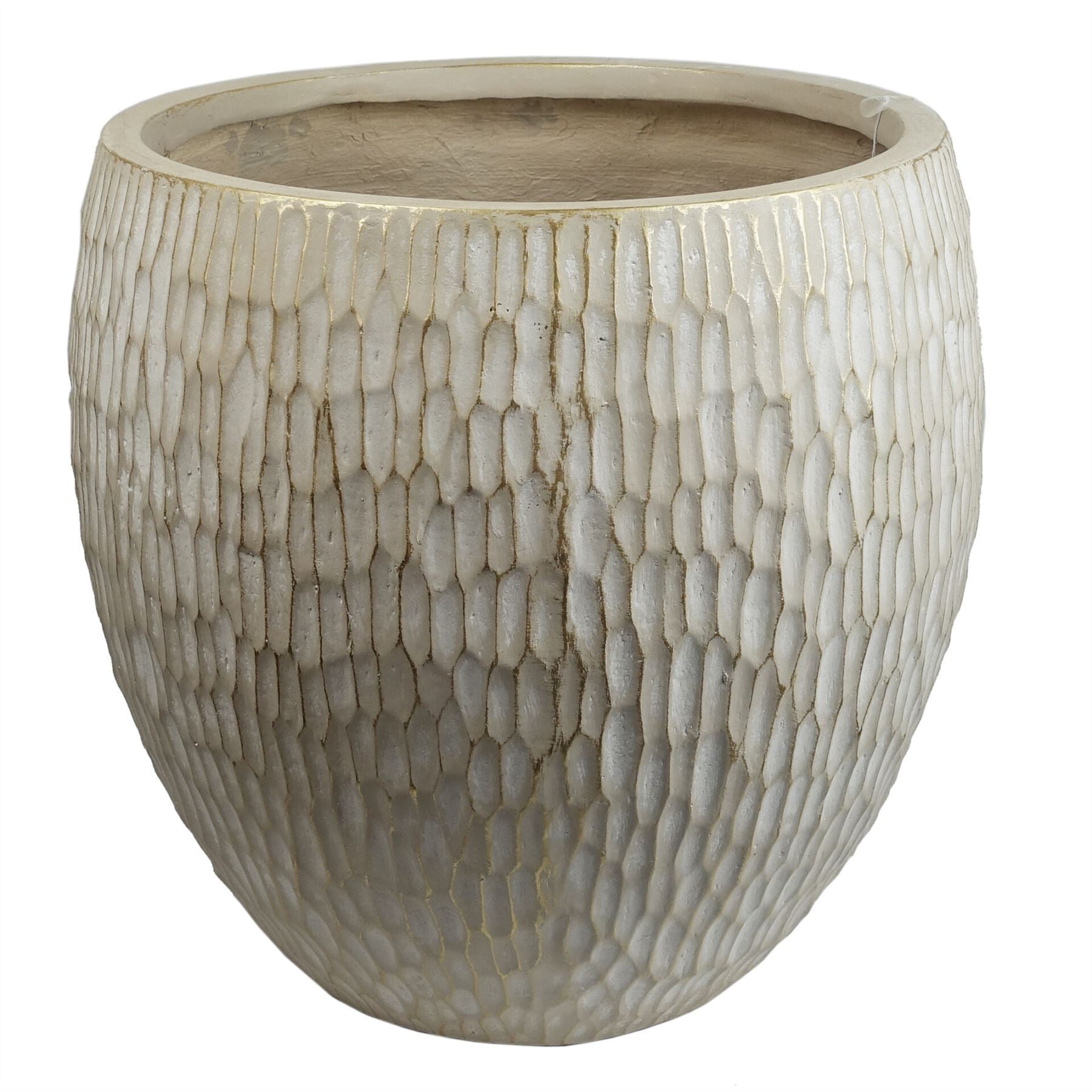 43cm Inoke Embossed Large Stone Colour Composite Planter Plant Pot - Premium Quality