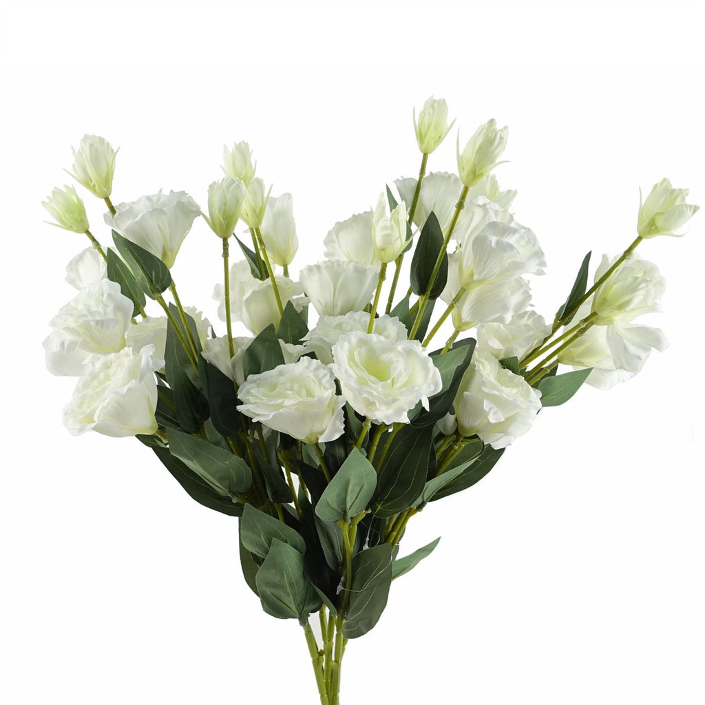 Pack of 6 x 80cm Artificial White Wild Rose Stem - 36 Flowers - Premium Quality
