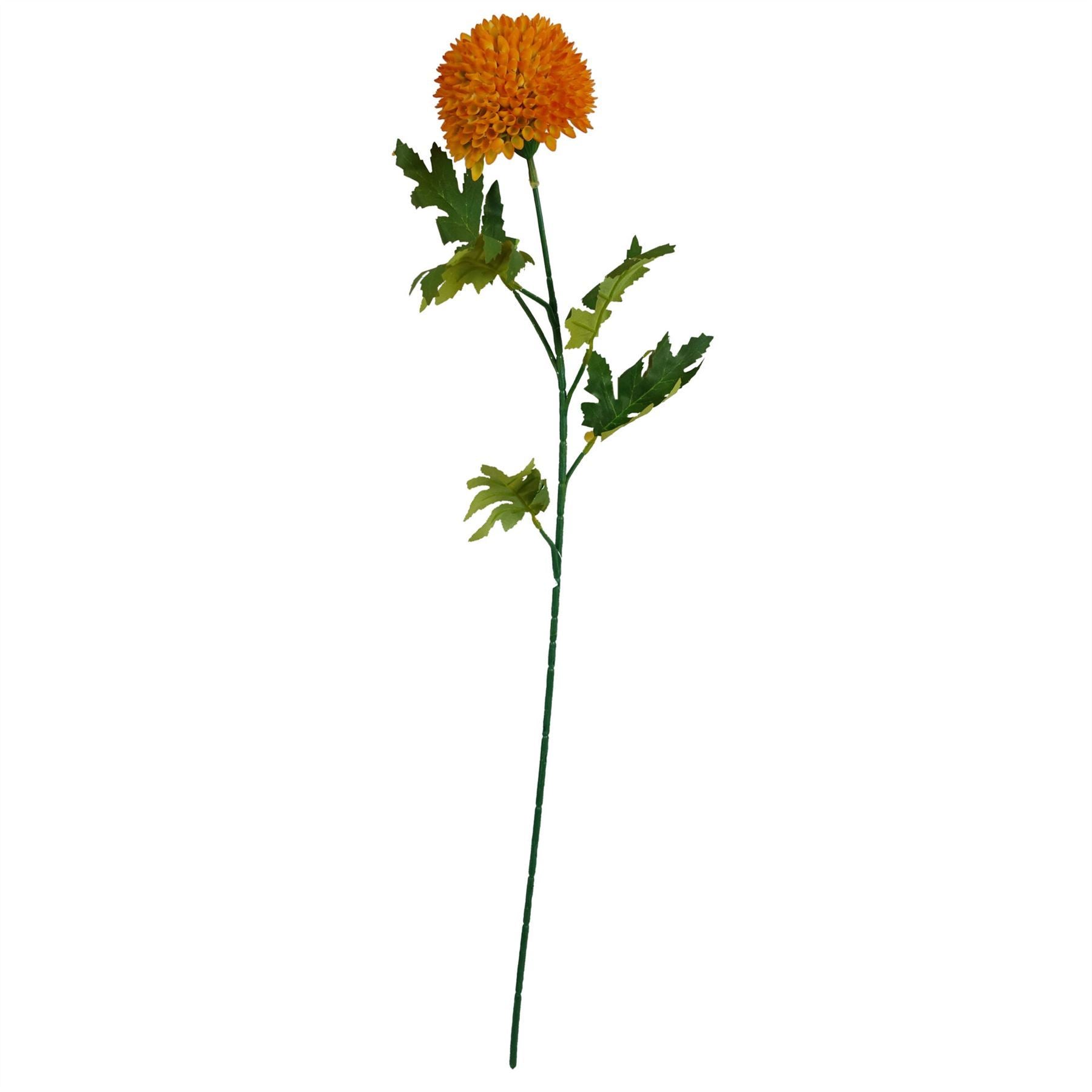 Pack of 6 x 70cm Large Ball Dahlia Artificial Flower Stem Yellow - Premium Quality