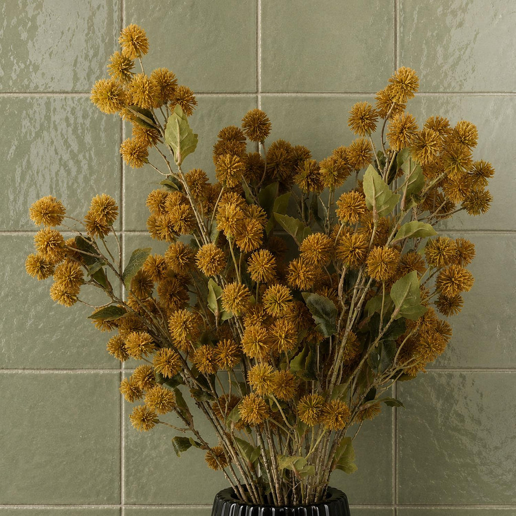 Pack of 6 x 85cm Craspedia Stem Yellow Artificial - Premium Quality