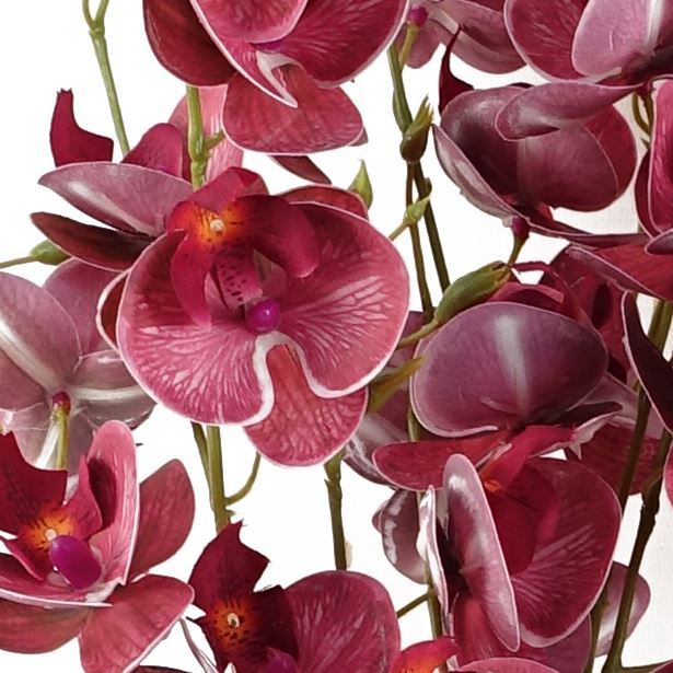 Pack of 6 x 80cm Dark Pink Artificial Mini Orchid Stem - Premium Quality