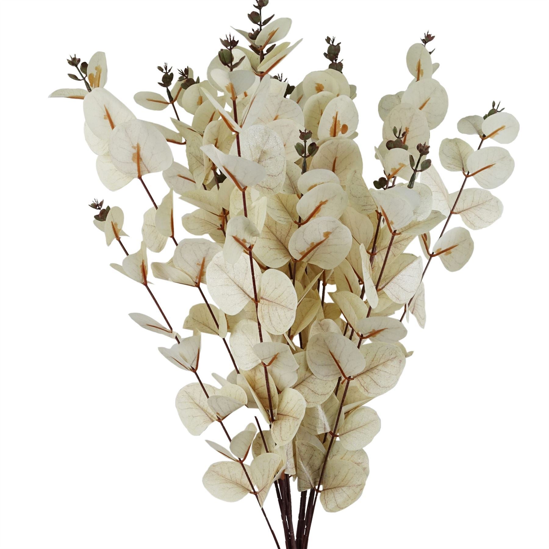 Artificial Pack of 6 x 80cm White Eucalyptus Foliage Stem - Premium Quality