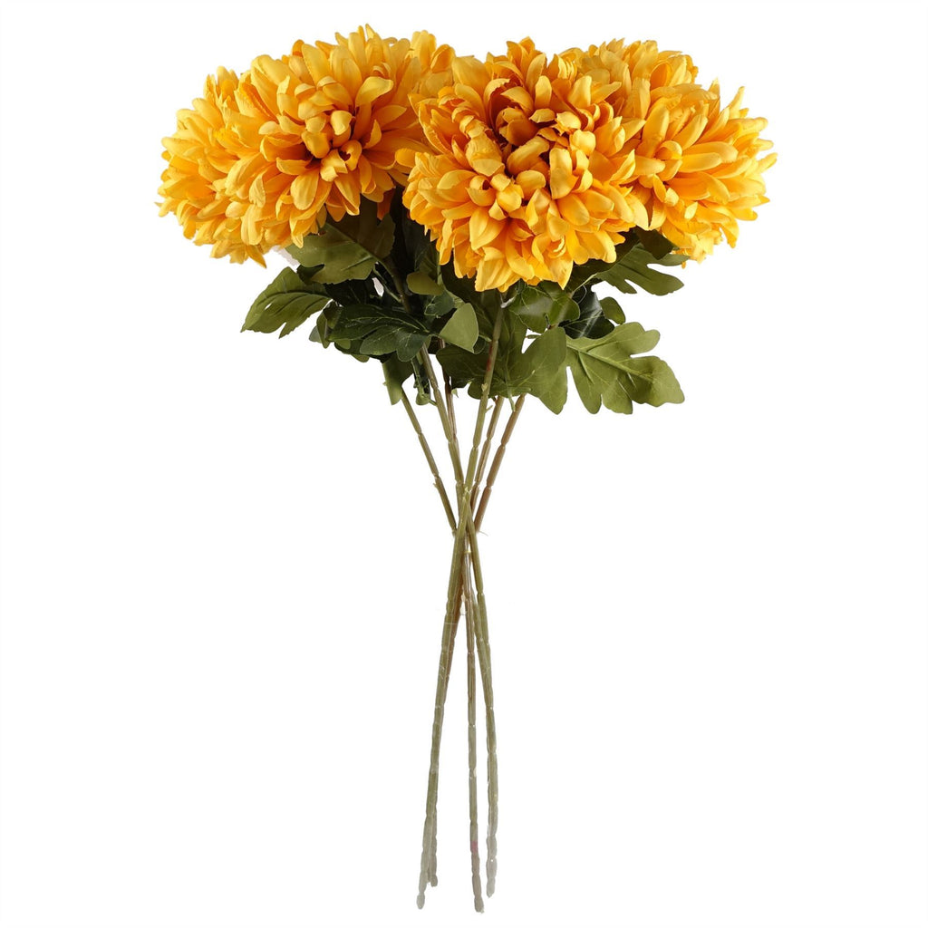 Artificial Pack of 6 x 75cm Extra Large Reflex Chrysanthemum - Gold - Premium Quality