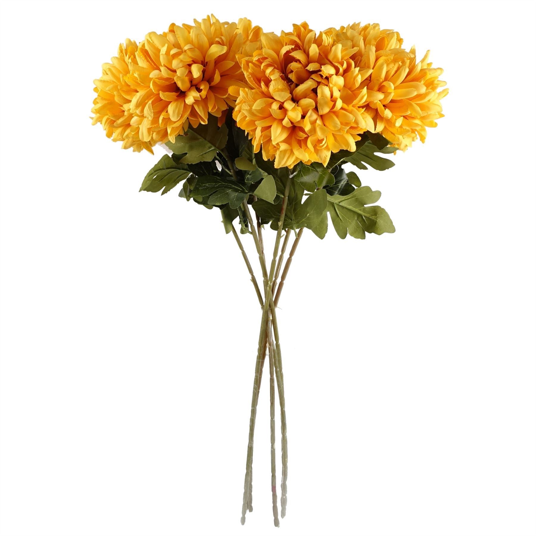 Artificial Pack of 6 x 75cm Extra Large Reflex Chrysanthemum - Gold - Premium Quality