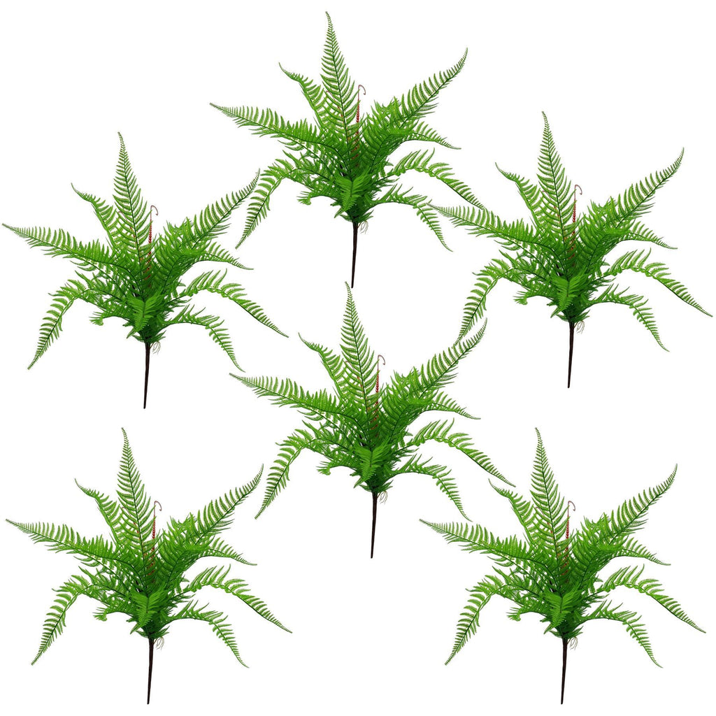 6 x 60cm Artificial Bushy Dixie Wood Fern Dark Green Plant - Premium Quality