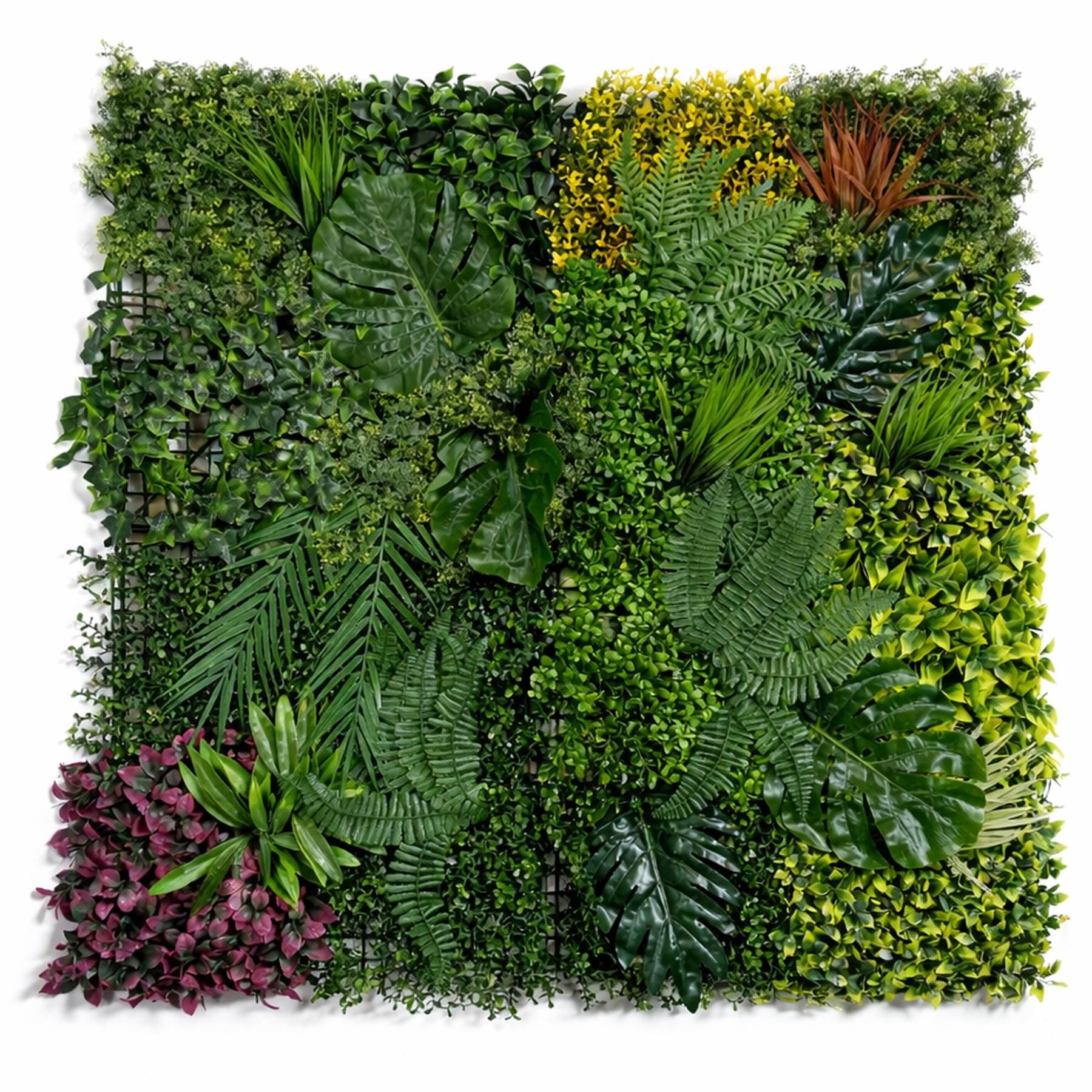 100cm Artificial Tropical Mixed Green Wall Panel with Monstera and Fern Foliage - Premium Quality