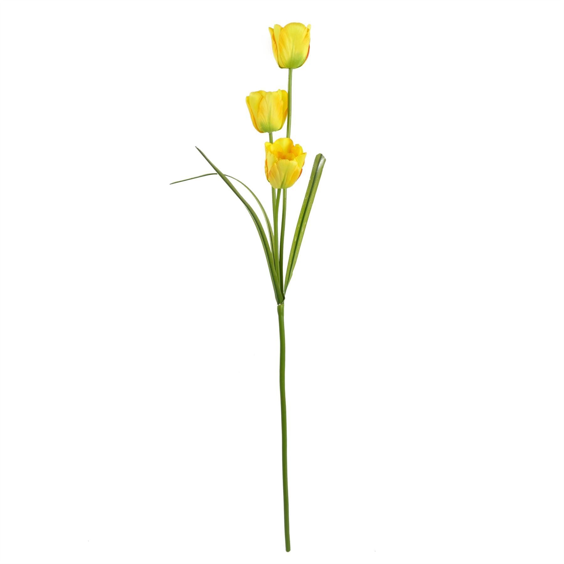 Pack of 6 x 80cm Artificial Tulip Yellow Stem - Premium Quality