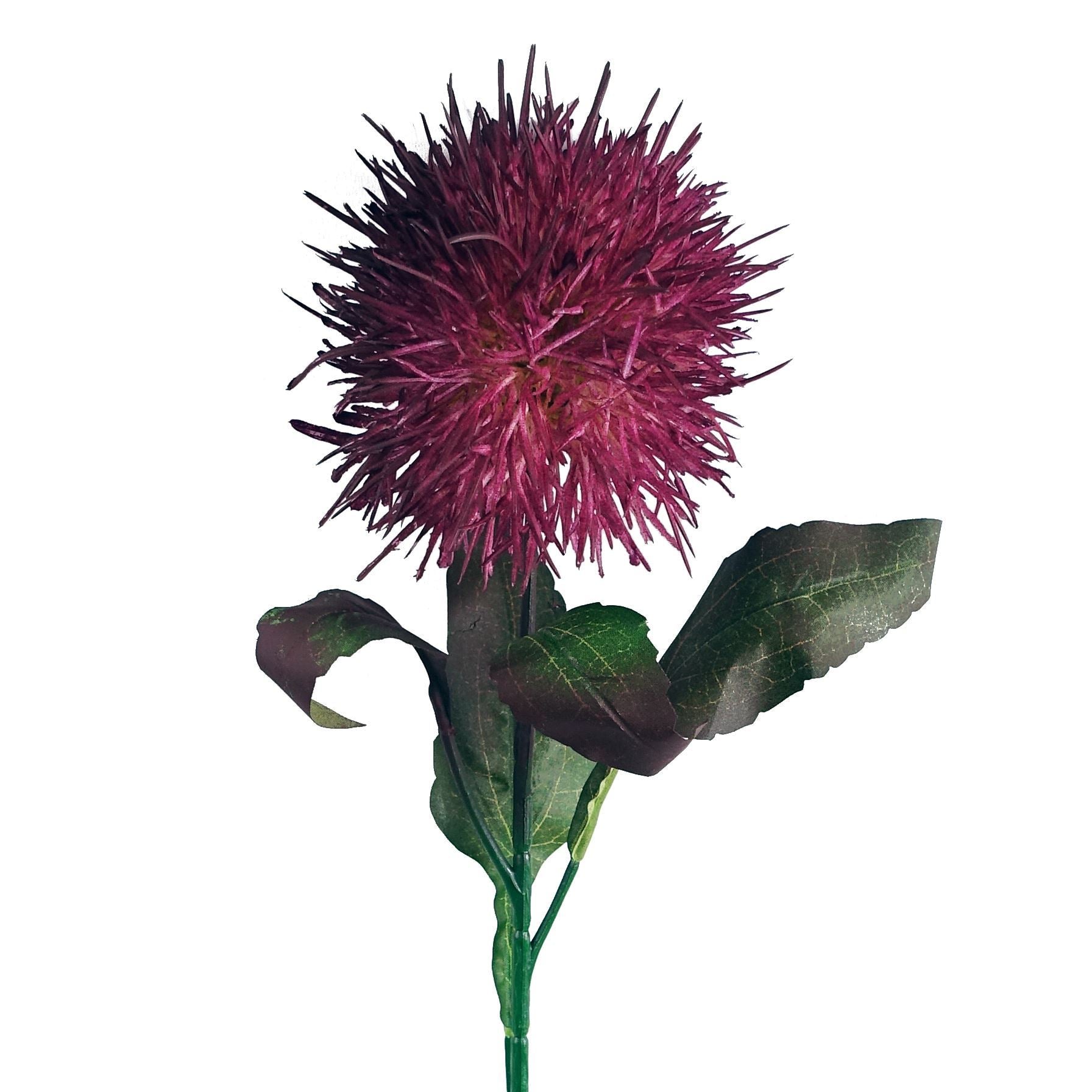 Pack of 6 x 70cm Globe Thistle Purple Ball Artificial Flower Stem - Premium Quality