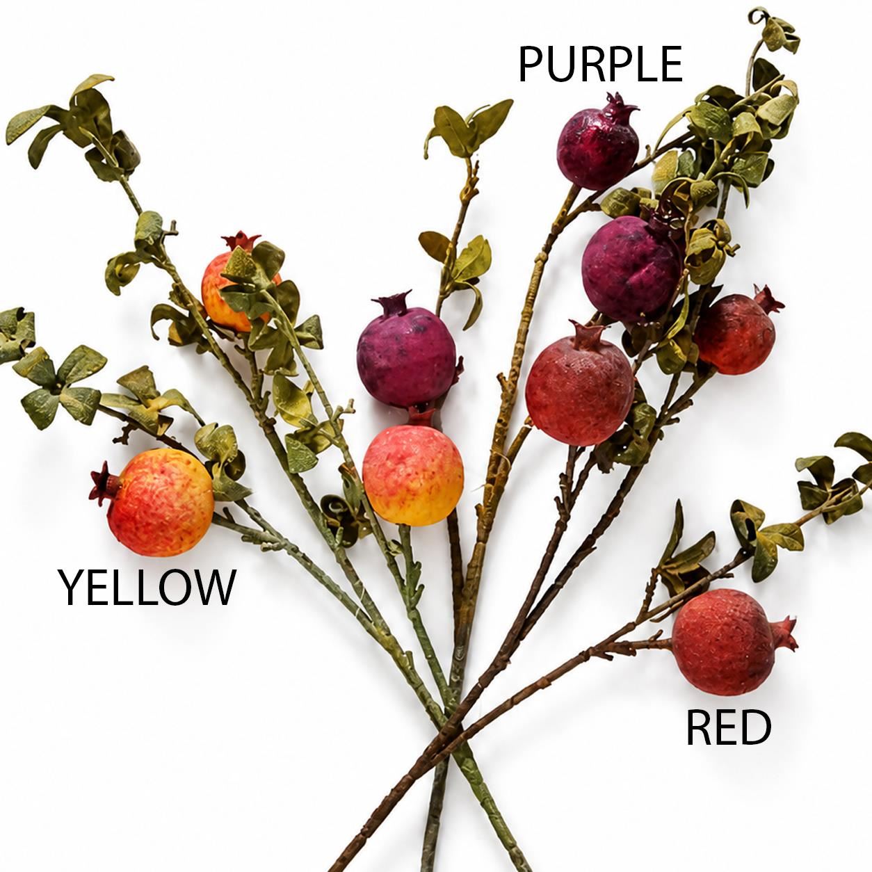 Pack of 6 x 75cm Artificial Pomegranate Stem Artificial Red - Premium Quality