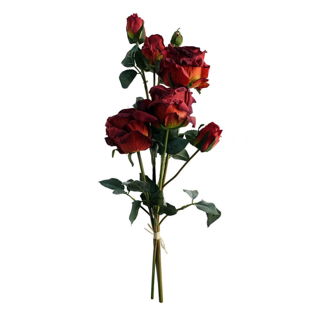 60cm Artificial Red Rose and Eucalyptus Glass Diamond Vase - Premium Quality