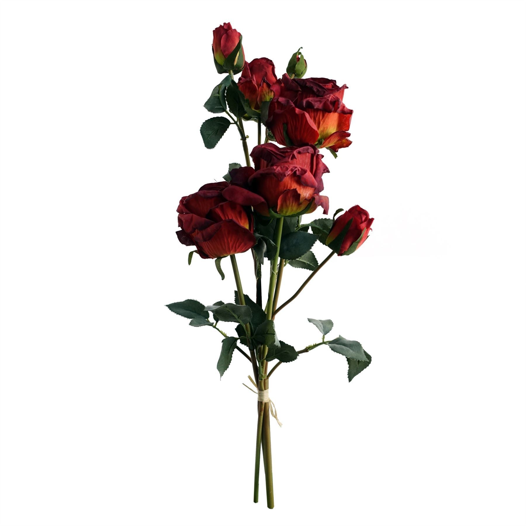 60cm Artificial Red Rose and Eucalyptus Glass Diamond Vase - Premium Quality