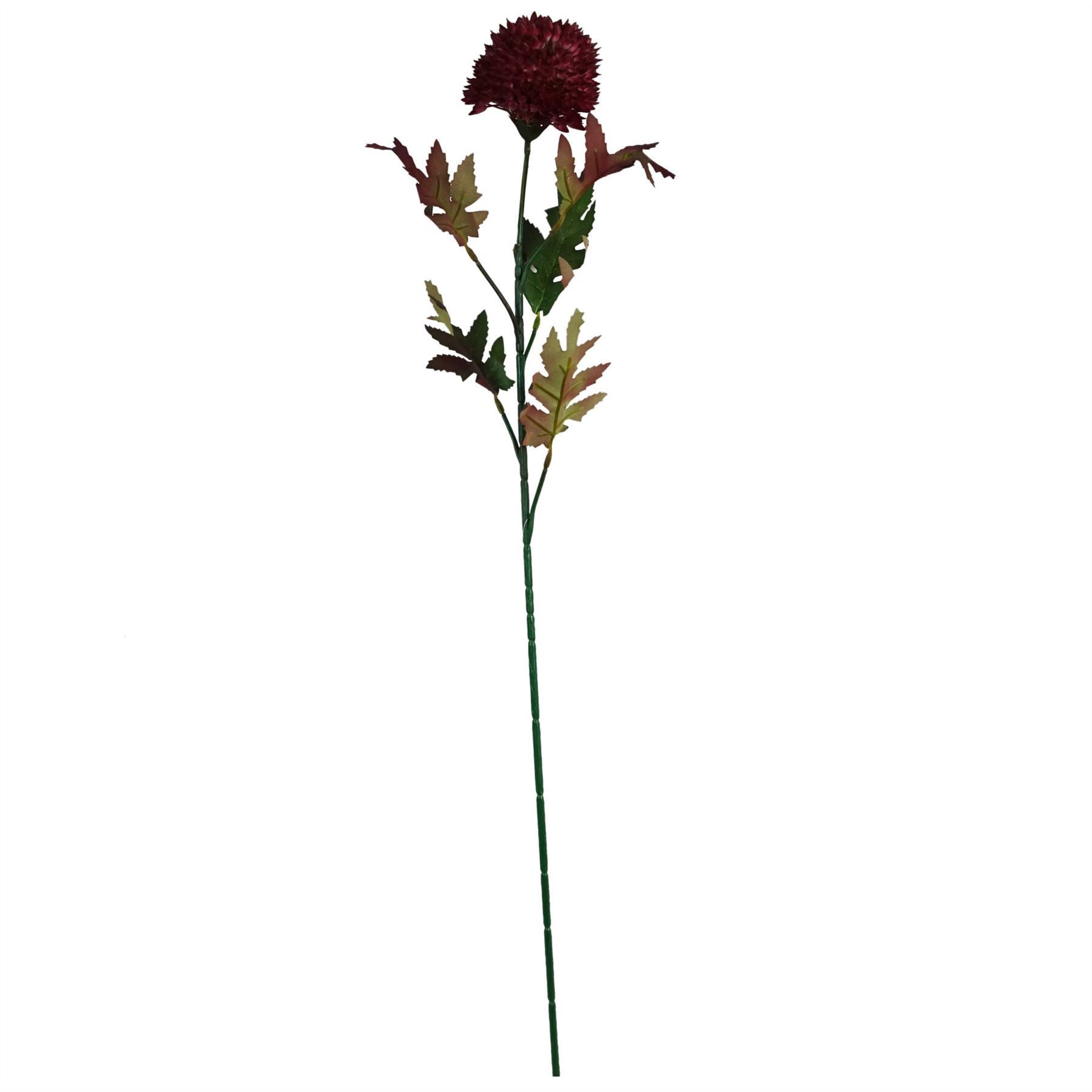 Pack of 6 x 70cm Large Ball Dahlia Artificial Flower Stem Pink - Premium Quality