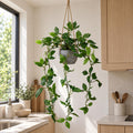 Faux Tradescantia Hanging Plant, 70cm Trailing in Grey Pot with Hanger