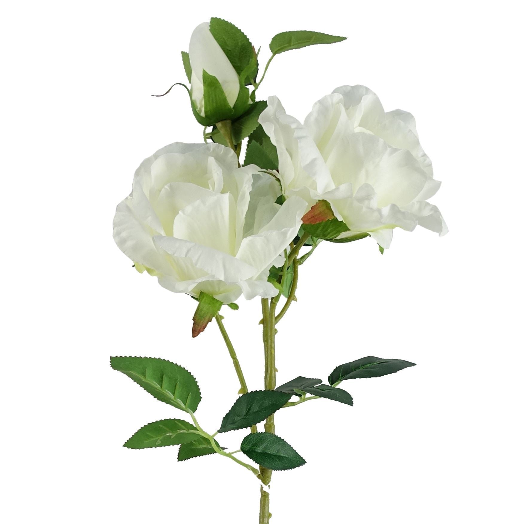 Pack of 6 x 80cm Artificial White Rose Stem - 18 flowers - Premium Quality