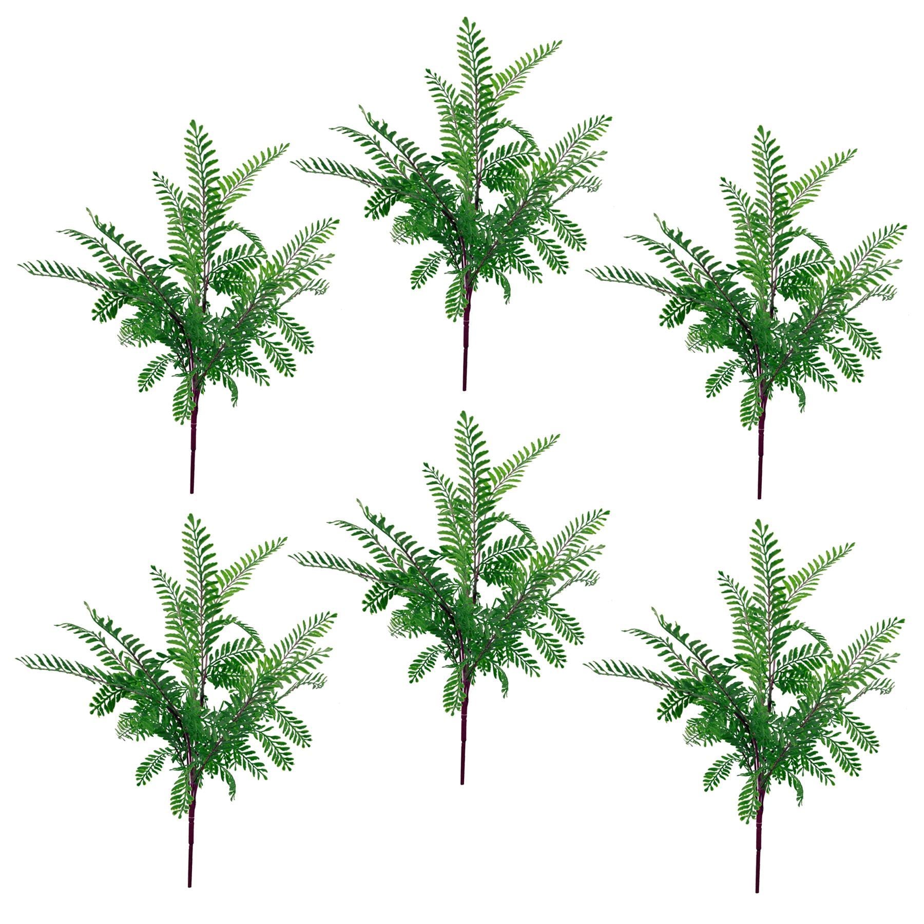 Artificial 6 x 55cm Himilayan Maidenhair Fern Bush Dark Green Plant - Premium Quality