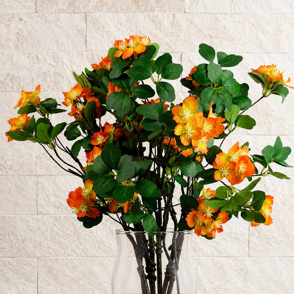 Pack of 6 x 60cm Flower Foliage Spray - Orange - Premium Quality