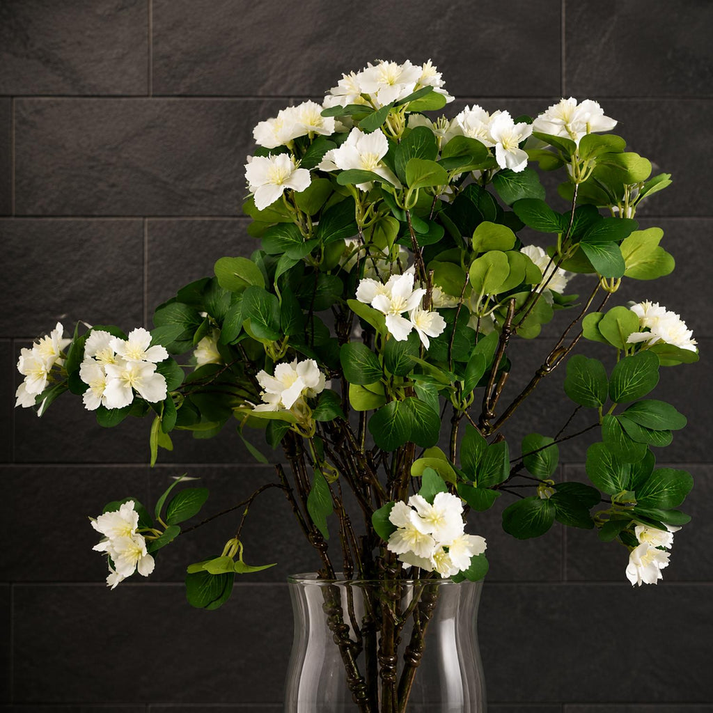 Pack of 6 x 60cm Flower Foliage Spray - White - Premium Quality