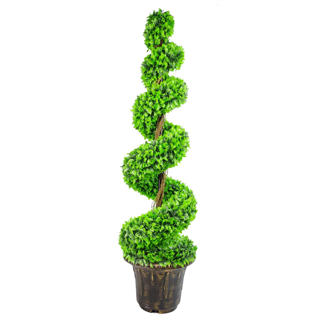 120cm Artificial Green Large Botanik Spiral with Decorative Planter - Premium Quality