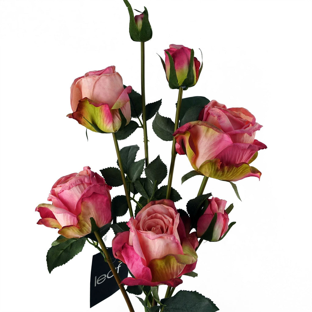 6 x 60cm Pink Rose Artificial Flower Sprays - 24 Flowers 18 Buds - Premium Quality