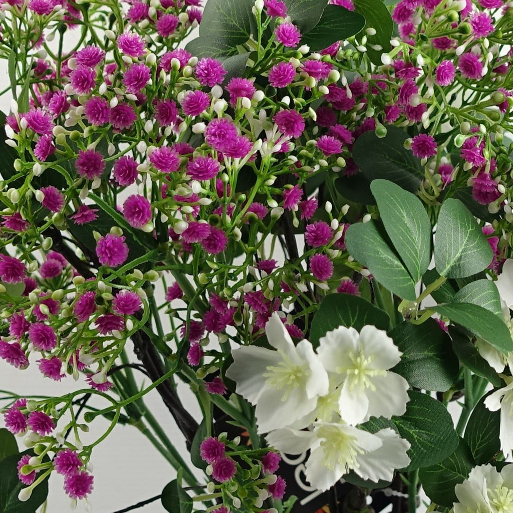 Artificial Pack of 6 x 60cm Flower Foliage Spray - White - Premium Quality