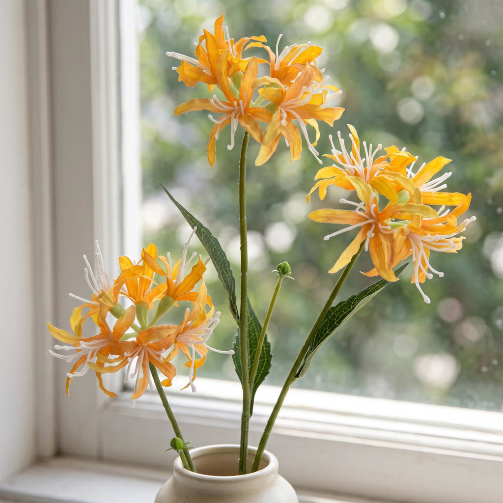 Faux Spider Lily Stems, 72cm with 3 Flower Heads - Set of 6