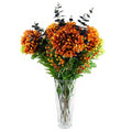 80cm Artificial Orange Chrysanthemum Foliage and Glass Vase - Premium Quality