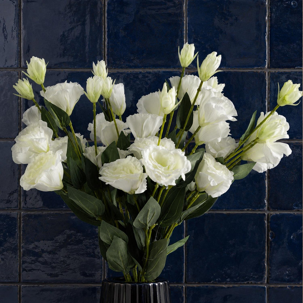 Pack of 6 x 80cm Artificial White Wild Rose Stem - 36 Flowers - Premium Quality