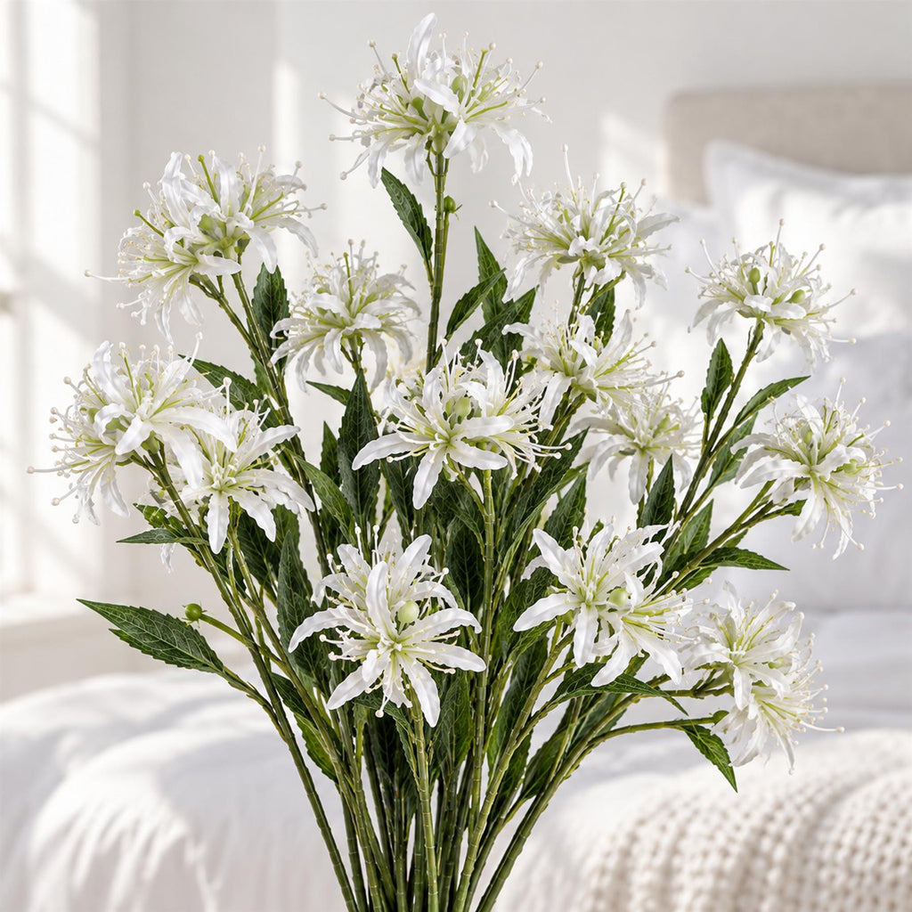 Faux Spider Lily Stems, 72cm with 3 Flower Heads - Set of 6