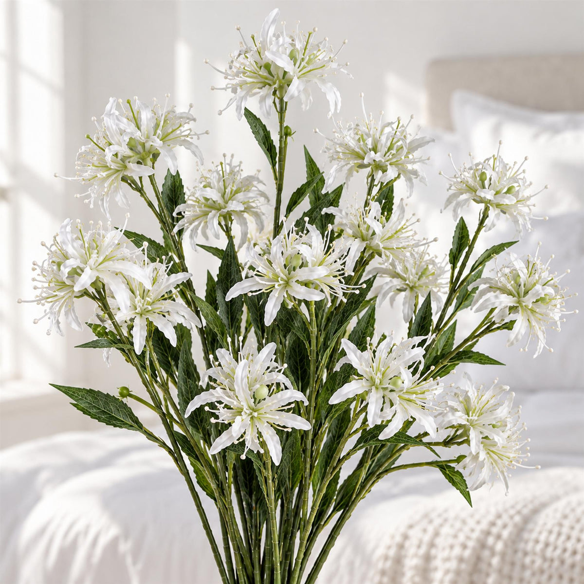 Faux Spider Lily Stems, 72cm with 3 Flower Heads - Set of 6