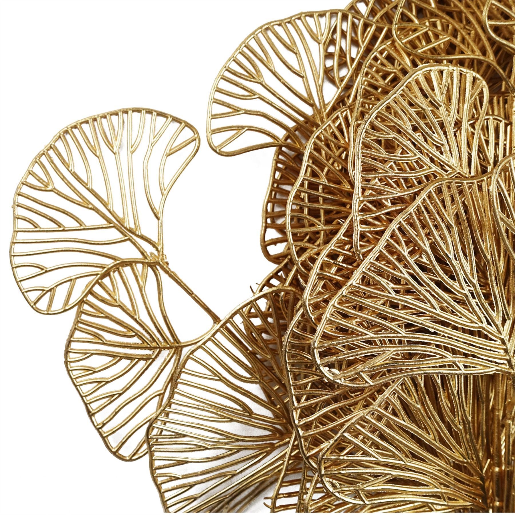 Artificial Pack of 6 x 65cm Golden Leaves Flower Arrangement Decoration - Premium Quality