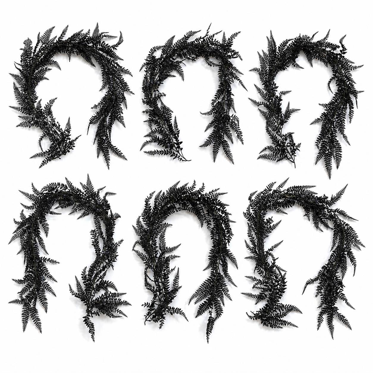 180cm Black Artificial Fern Garland Hanging Foliage Decoration - Premium Quality