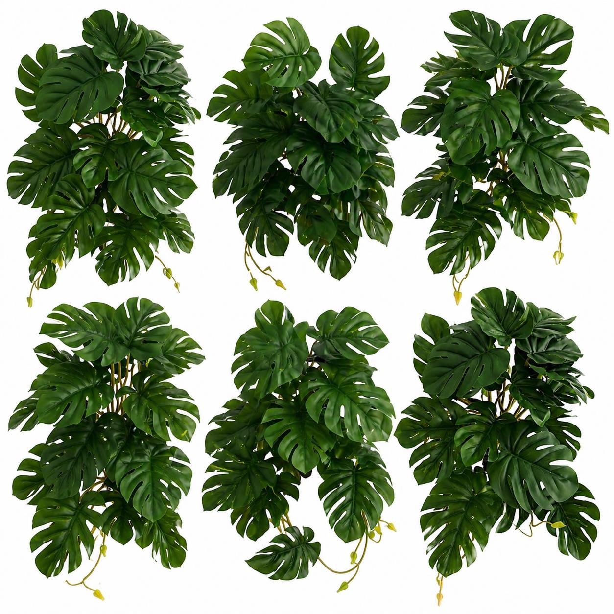 25cm Artificial Realistic Monstera Stem Plant - Dark Green - Premium Quality