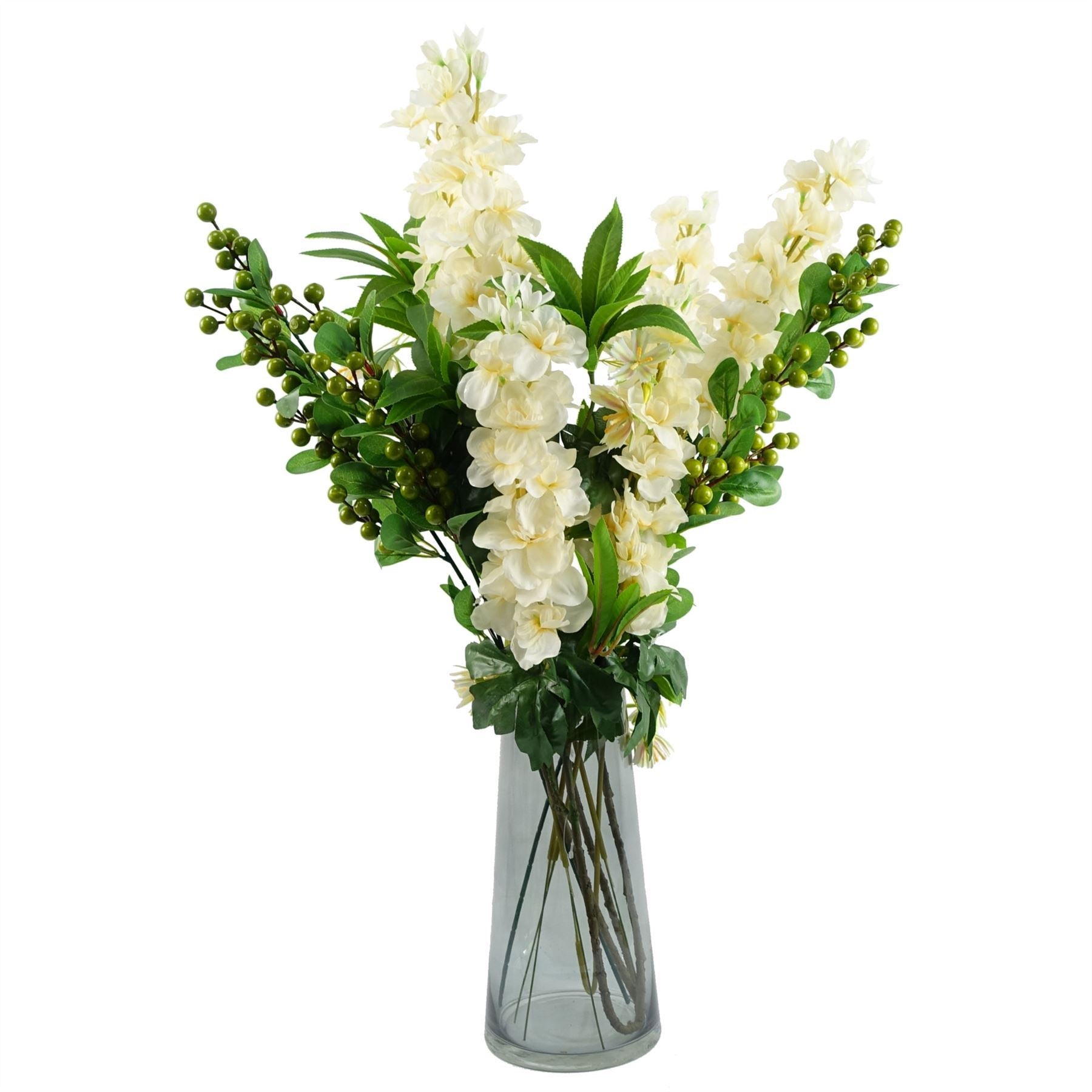 Pack of 6 x 75cm Delphinium Cream Artificial Stem - Premium Quality