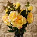 Pack of 6 x 80cm Artificial Yellow Rose Stem - 18 flowers - Premium Quality