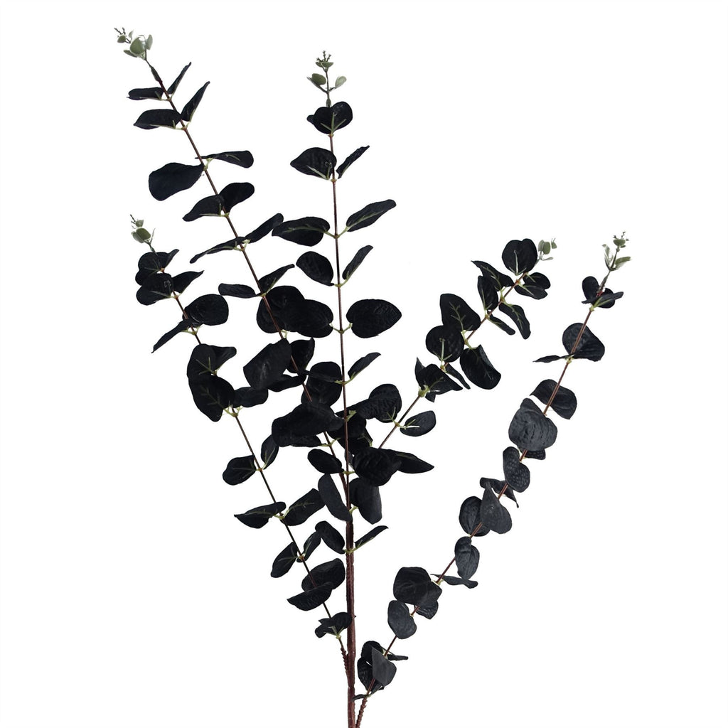 Artificial Pack of 6 x 80cm Black Eucalyptus Foliage Stem - Premium Quality