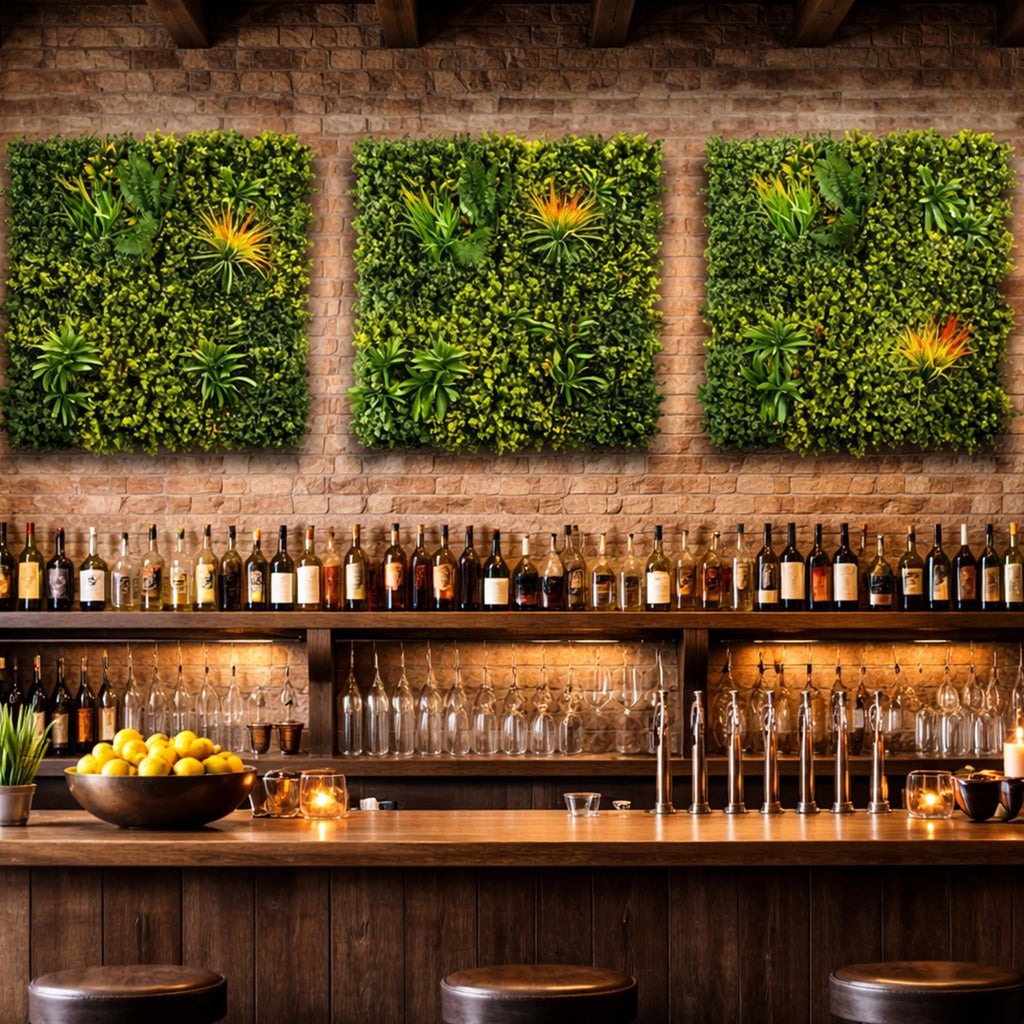 100cm Artificial Mixed Green Foliage Wall Panel with Ferns and Yellow Grass Accents - Premium Quality