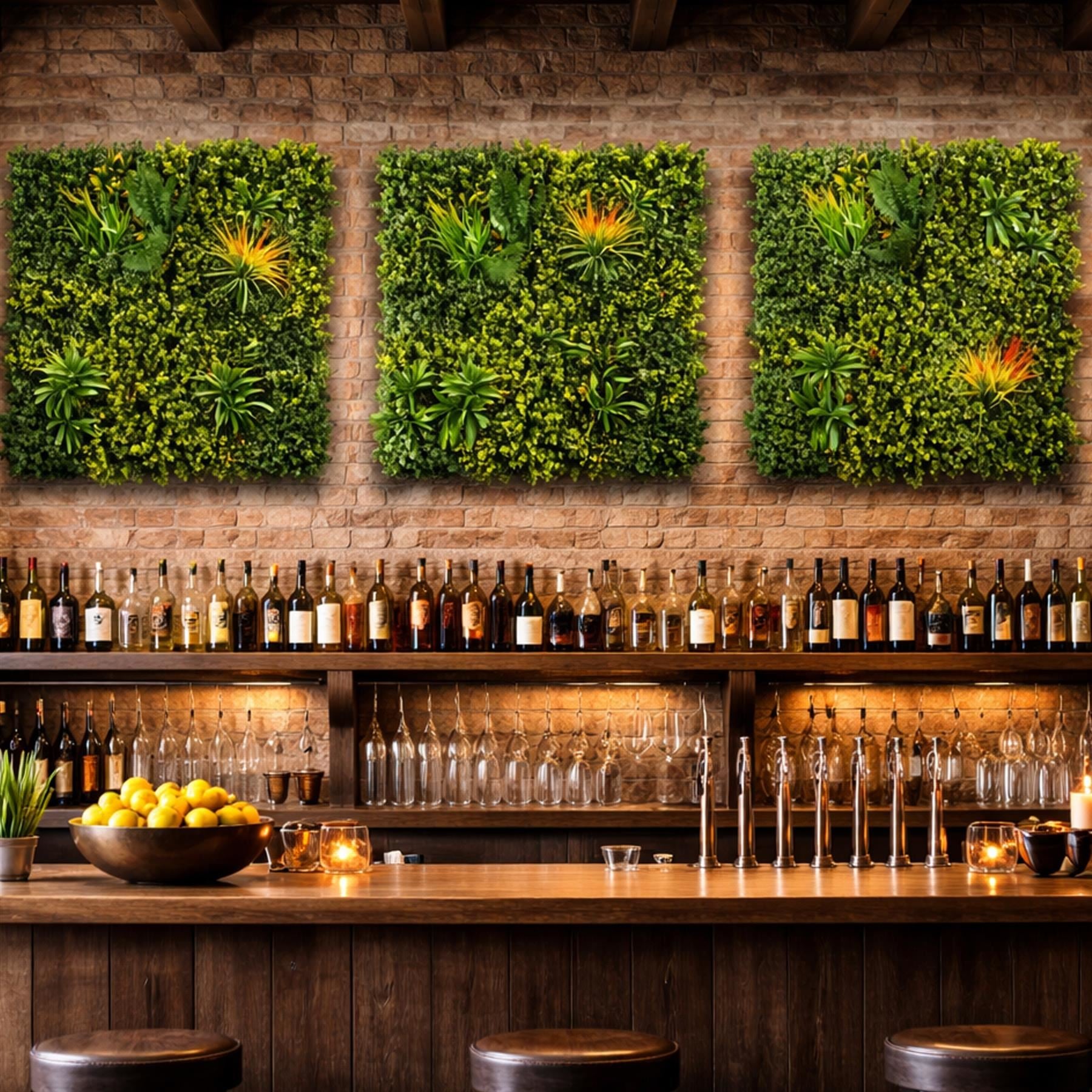 100cm Artificial Mixed Green Foliage Wall Panel with Ferns and Yellow Grass Accents - Premium Quality