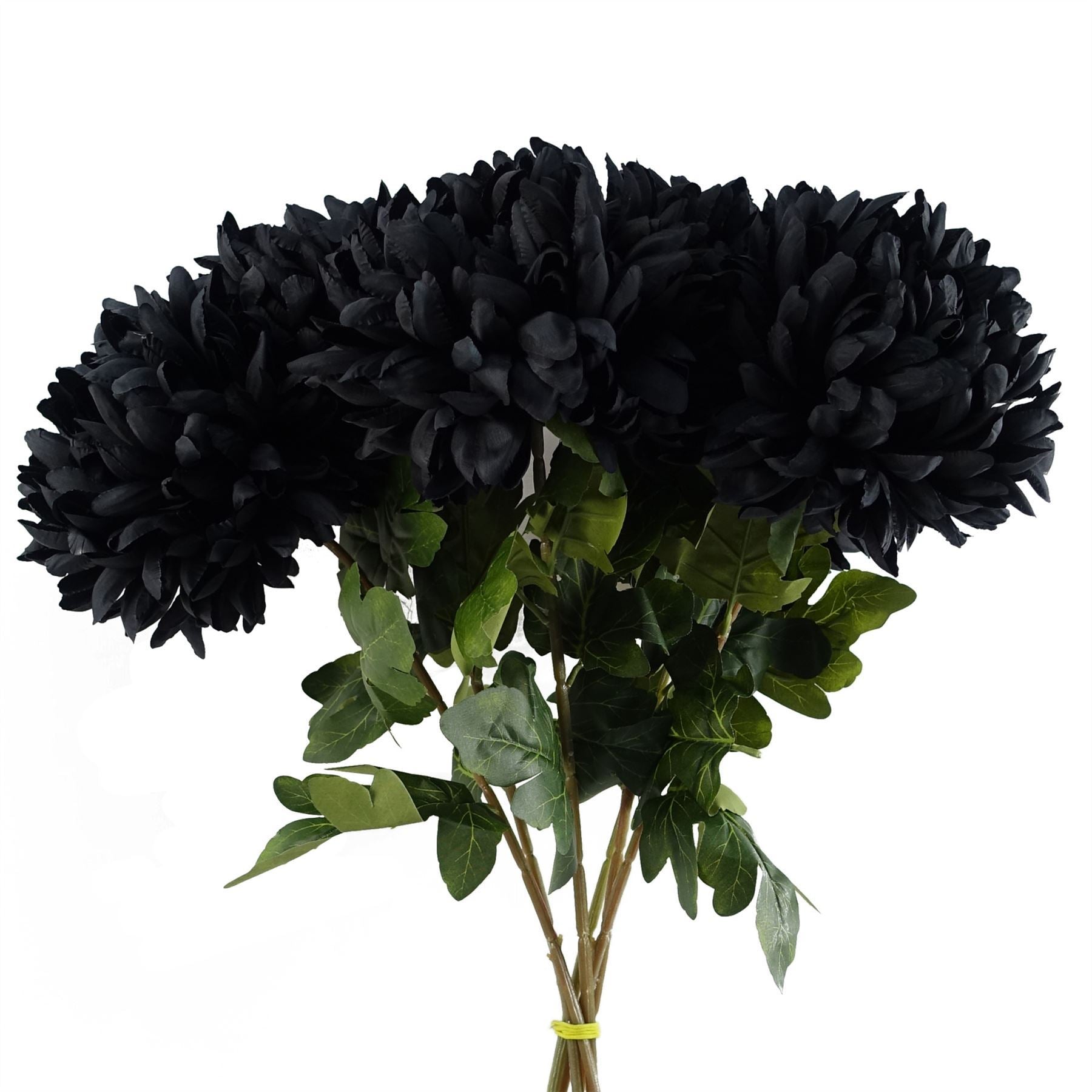 Artificial Pack of 6 x 75cm Extra Large Reflex Chrysanthemum - Black - Premium Quality