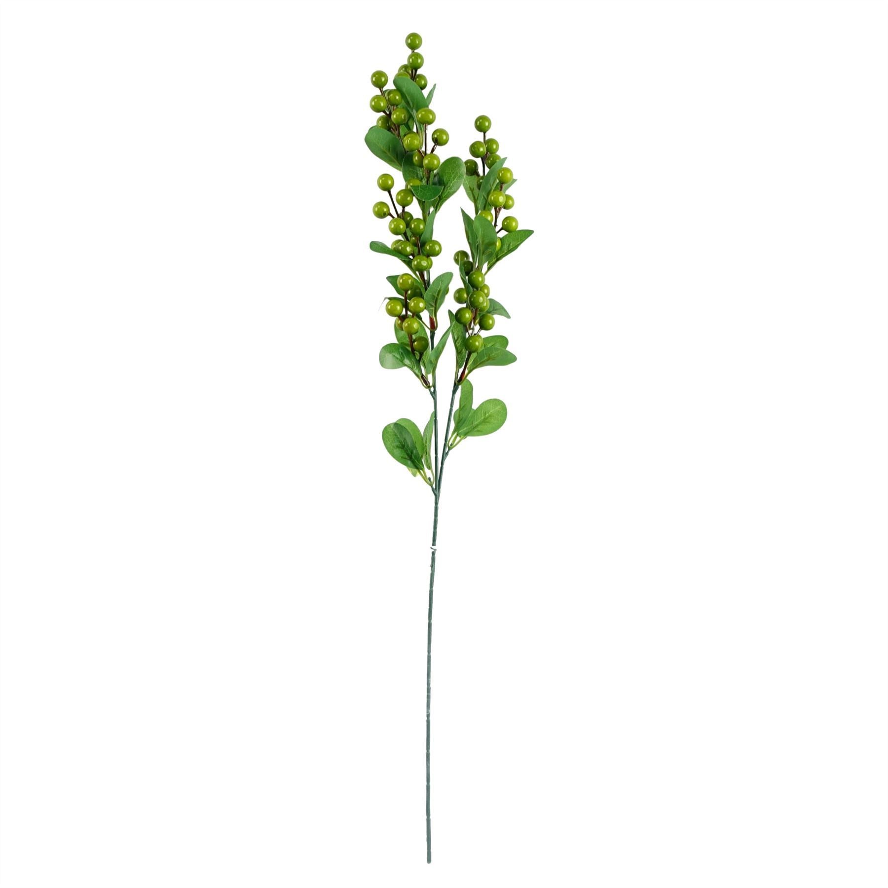 Pack of 6 x 70cm Artificial Green Berry Spray - Premium Quality