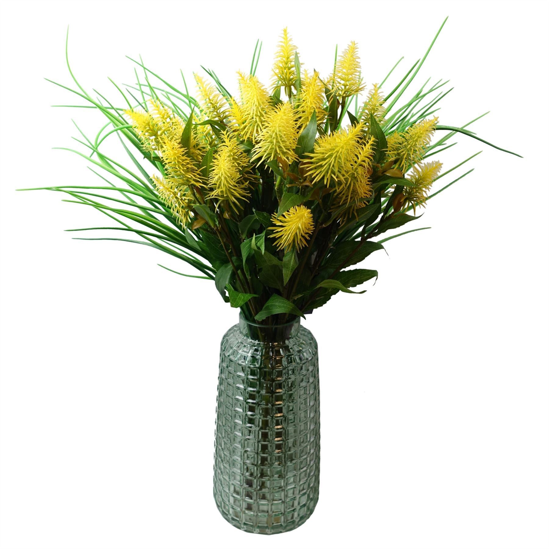 Artificial Pack of 6 x 55cm Callistemon Pallidus Yellow Bottle Brush Stem - Premium Quality
