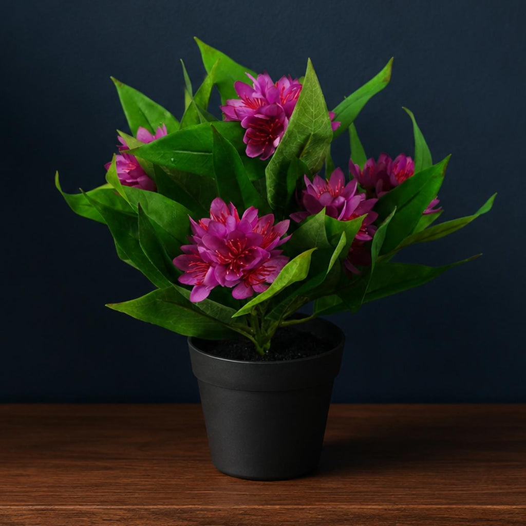 18cm Artificial Freesia Plant Dark Pink Flowering - Premium Quality