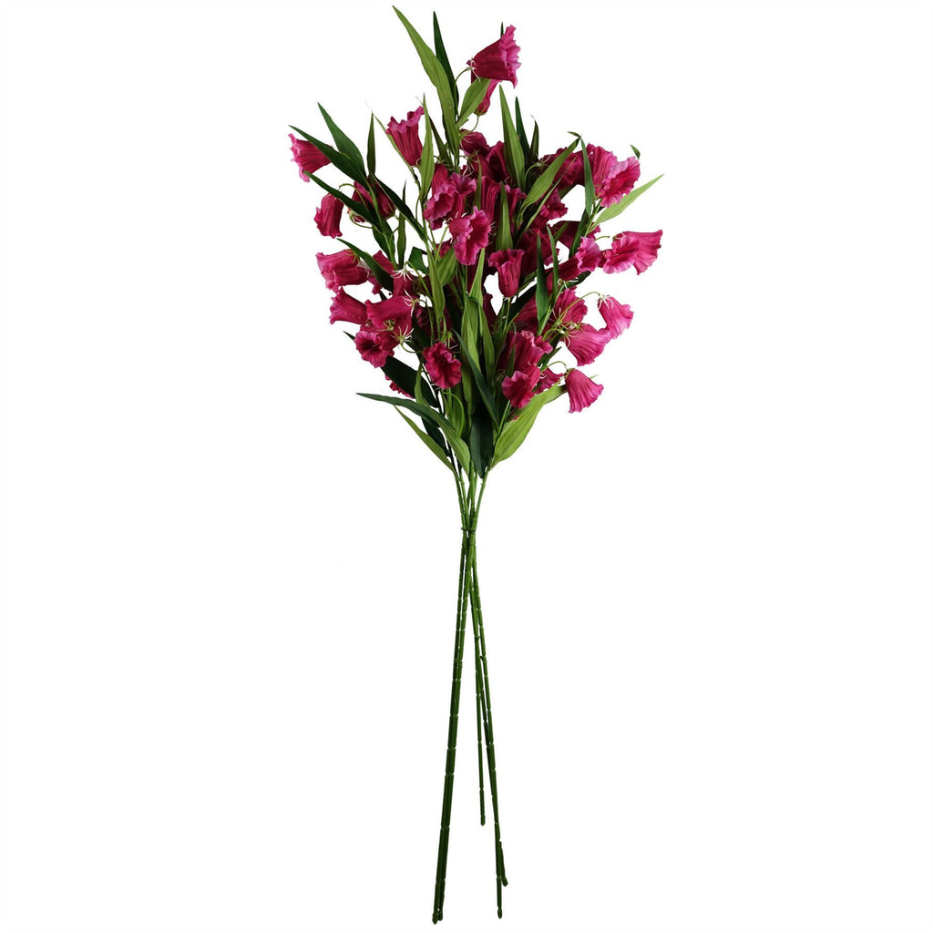 Pack of 6 x 100cm Trumpet Artificial Flower Stem Fuchsia Pink - Premium Quality
