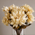 Pack of 6 x 55cm Dahlia Flower Stem - Dusty Cream - Premium Quality