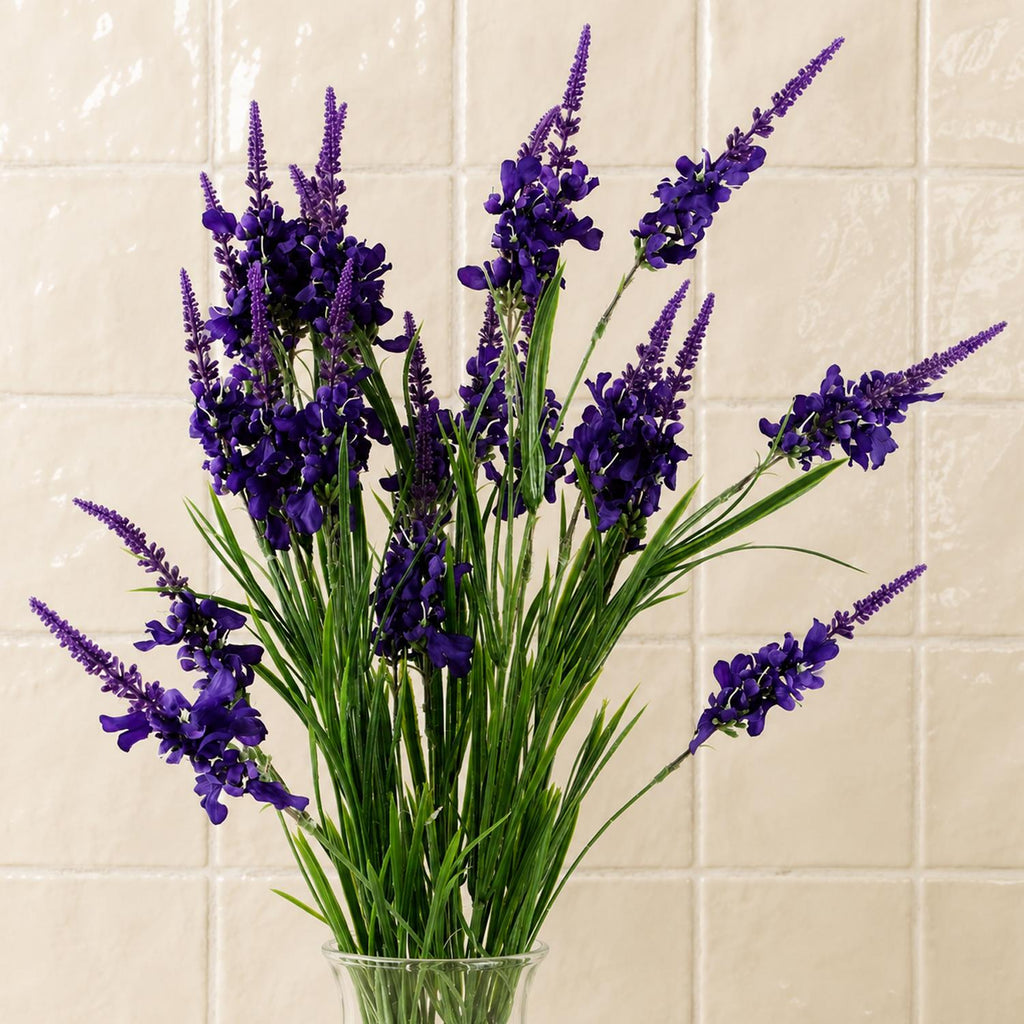 Pack of 6 x 80cm Purple Larkspur Artifical Stem - Premium Quality
