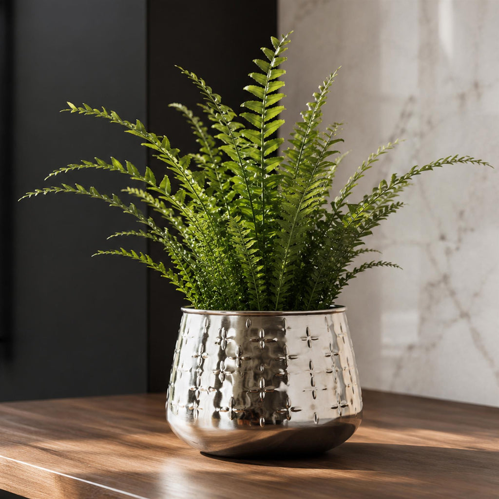 18cm Silver Cross Metal Planter by Botanik - Premium Quality