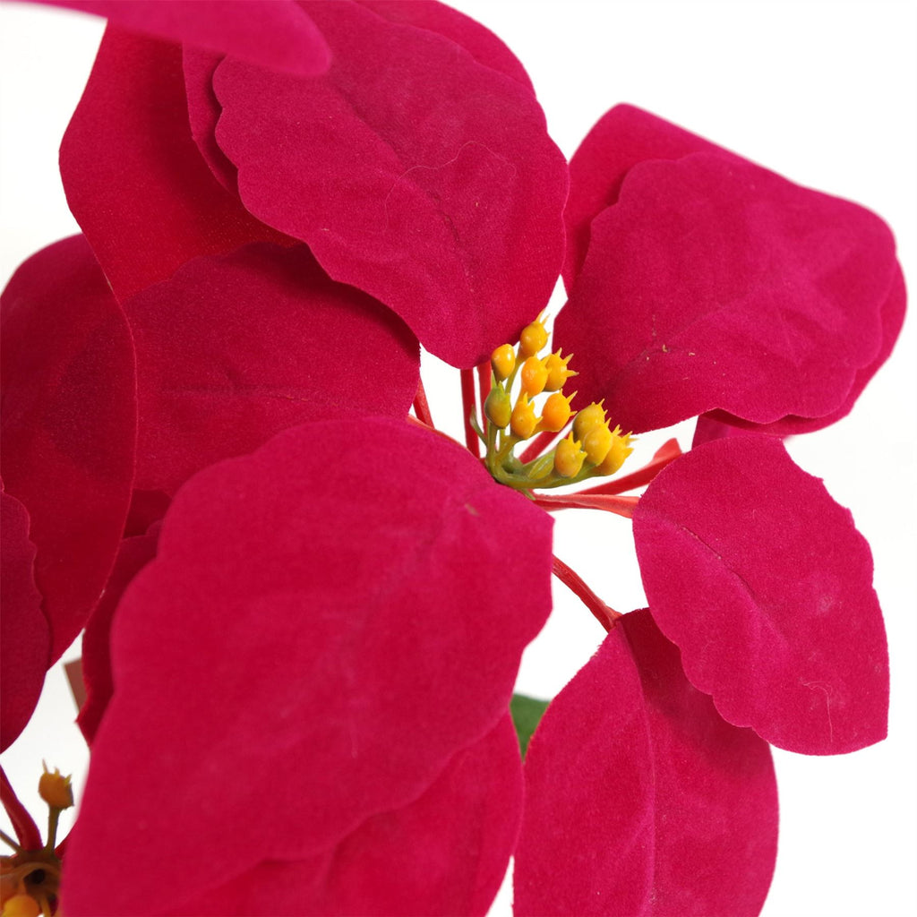 Pack of Artificial Christmas Xmas Poinsettias in a Large Metal Planter