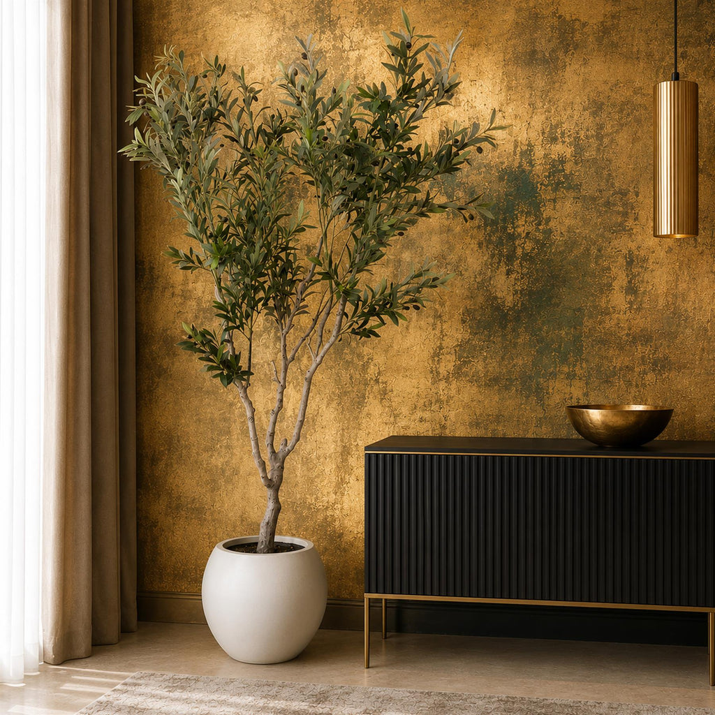 200cm XXL Artificial Olive Tree with Decorative Planter - Premium Quality