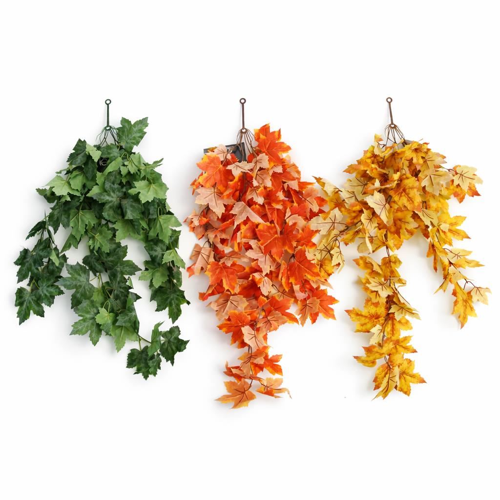 70cm Artificial Trailing Grape Ivy Plant Faux Hanging Foliage - Orange - Premium Quality
