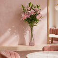 100cm Artificial Pink Lily Flower Arrangement Glass Vase - Premium Quality